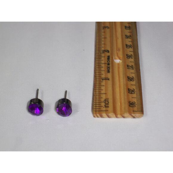 Purple rhinestone necklace, wedding prom necklace,Quinceanera statement necklace - Picture 4 of 5